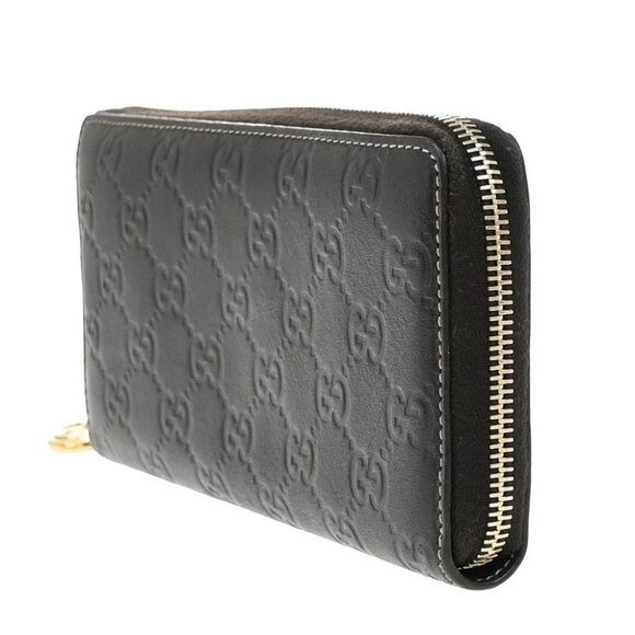 GUCCI Logo Guccissima GG Pattern Long Zipper Wallet Leather Brown 67EF918 - Picture 2 of 13
